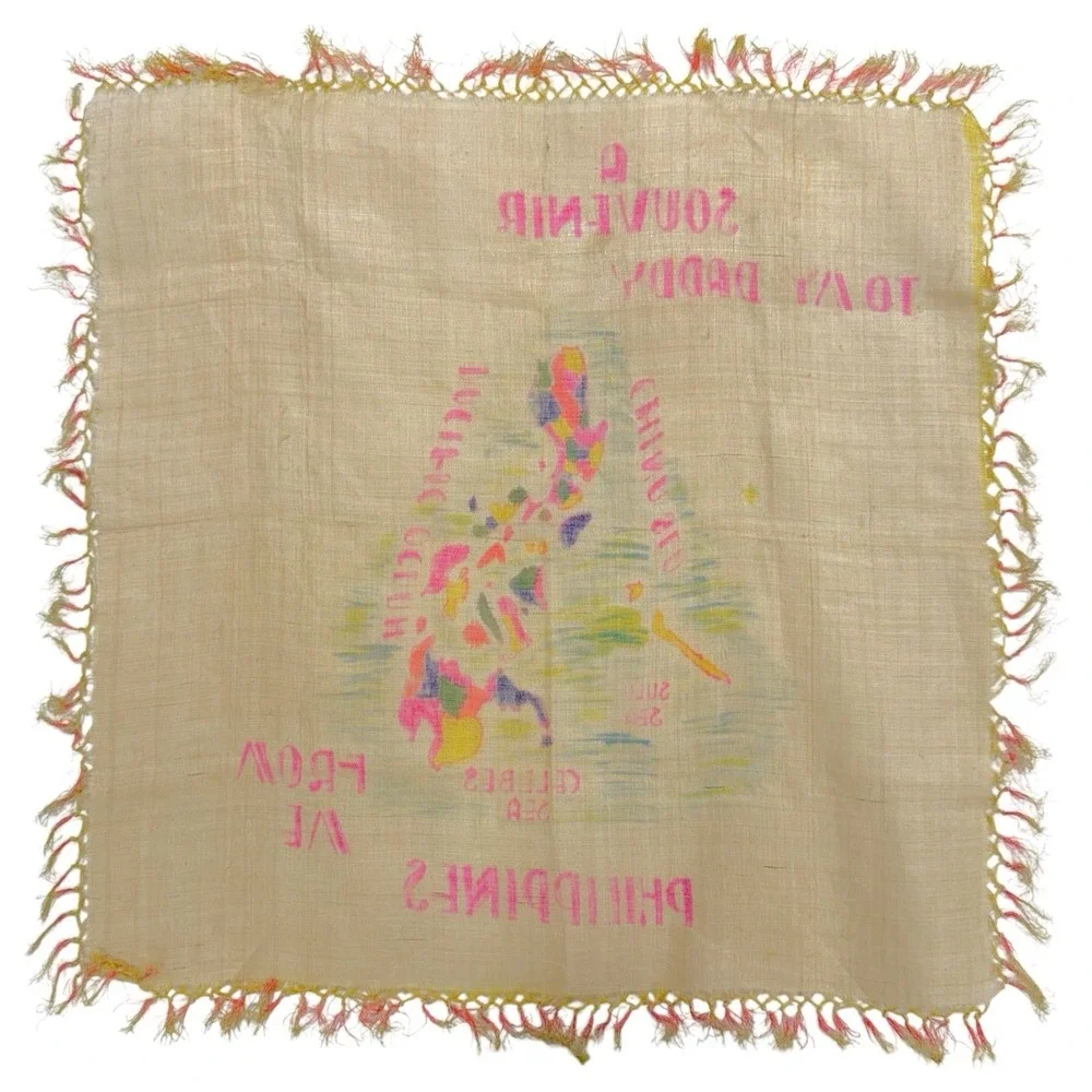 Vintage World War II 1940s Handmade Souvenir Sweetheart‎ Tapestry Philippines